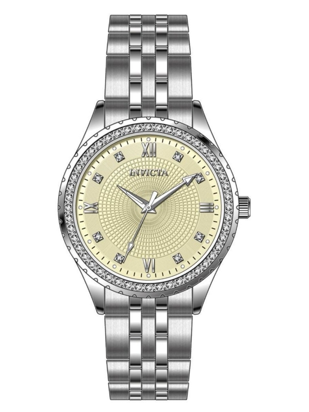Invicta Wildflower Silver Women’s Watch w/Champagne Dial & Crystal Accents 33mm